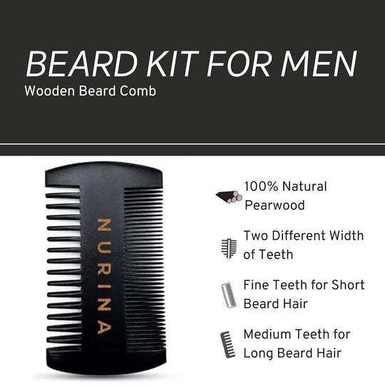 Beard Grooming Kit – Wooden Beard Comb – Natural Boar Bristle Beard Brush - Studio Beard