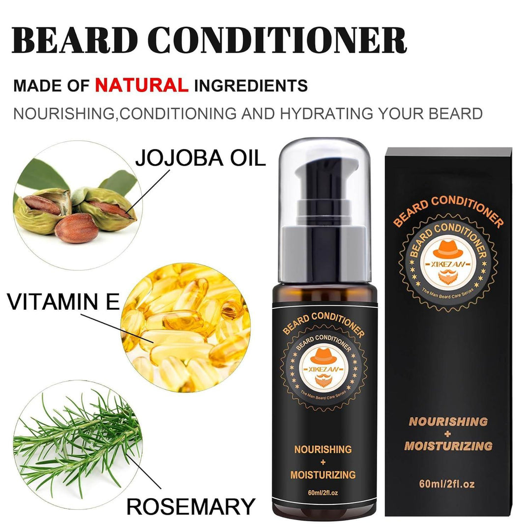 Beard Grooming Kit w/Beard Conditioner,Beard Oil,Beard Balm,Beard Brush,Beard Wash,Beard Comb,Beard Scissor,Bag,E-Book - Studio Beard