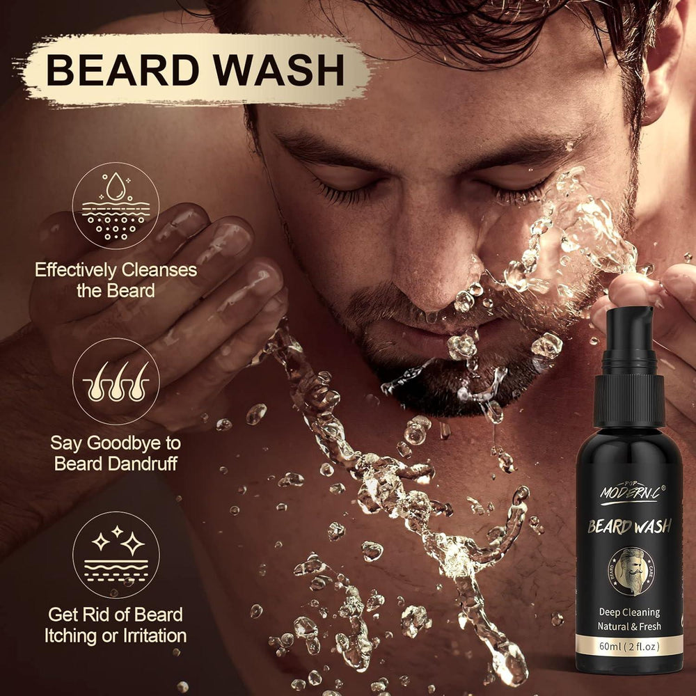 Beard Growth Kit Beard Grooming Kit 6pcs Beard Wash Shampoo Beard Oil Beard Balm - Studio Beard