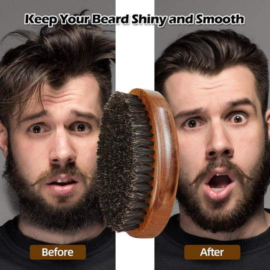 Boar Bristle Beard Brush for Men, Beards and Mustaches Grooming Set - Studio Beard