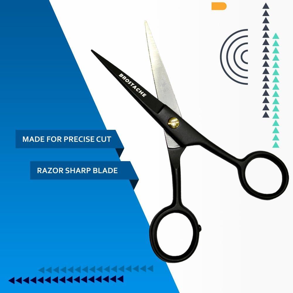 5" Beard & Mustache trimming Scissors for Men, 2 comb & Travel carrying Pouch - Studio Beard