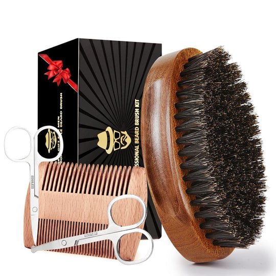 Boar Bristle Beard Brush for Men, Beards and Mustaches Grooming Set - Studio Beard